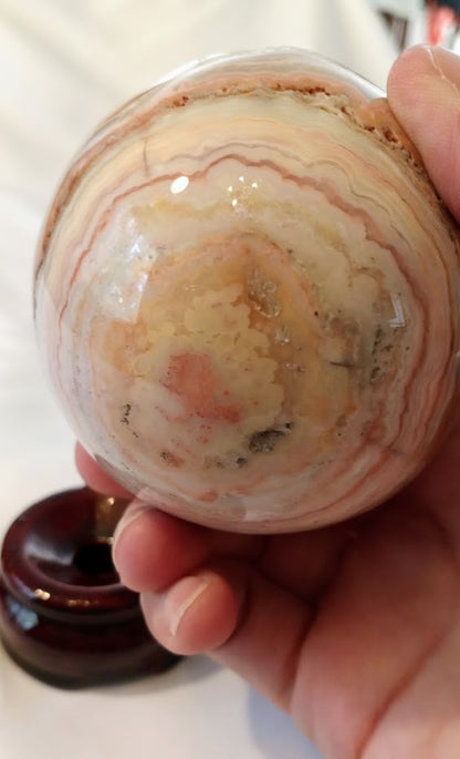 Crazy Lace Agate Sphere with Large Druzy Pocket