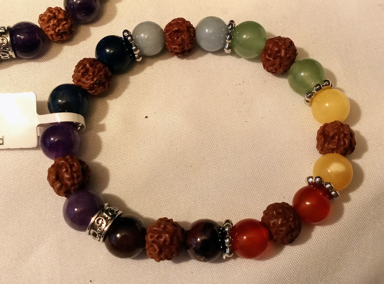 7 Chakra Bracelet with Rudraksha