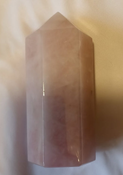 Rose Quartz Tower Point 6 Sides Faceted #2 - Beautiful Pale Pink - 1.0lb