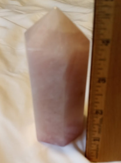 Rose Quartz Tower Point 6 Sides Faceted #2 - Beautiful Pale Pink - 1.0lb