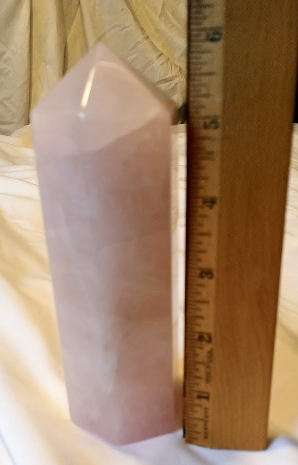 Rose Quartz Tower Point 6 Side Faceted -  #3 Beautiful Pale Pink - Large 1.07lbs