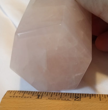 Rose Quartz Tower Point 6 Side Faceted -  #3 Beautiful Pale Pink - Large 1.07lbs