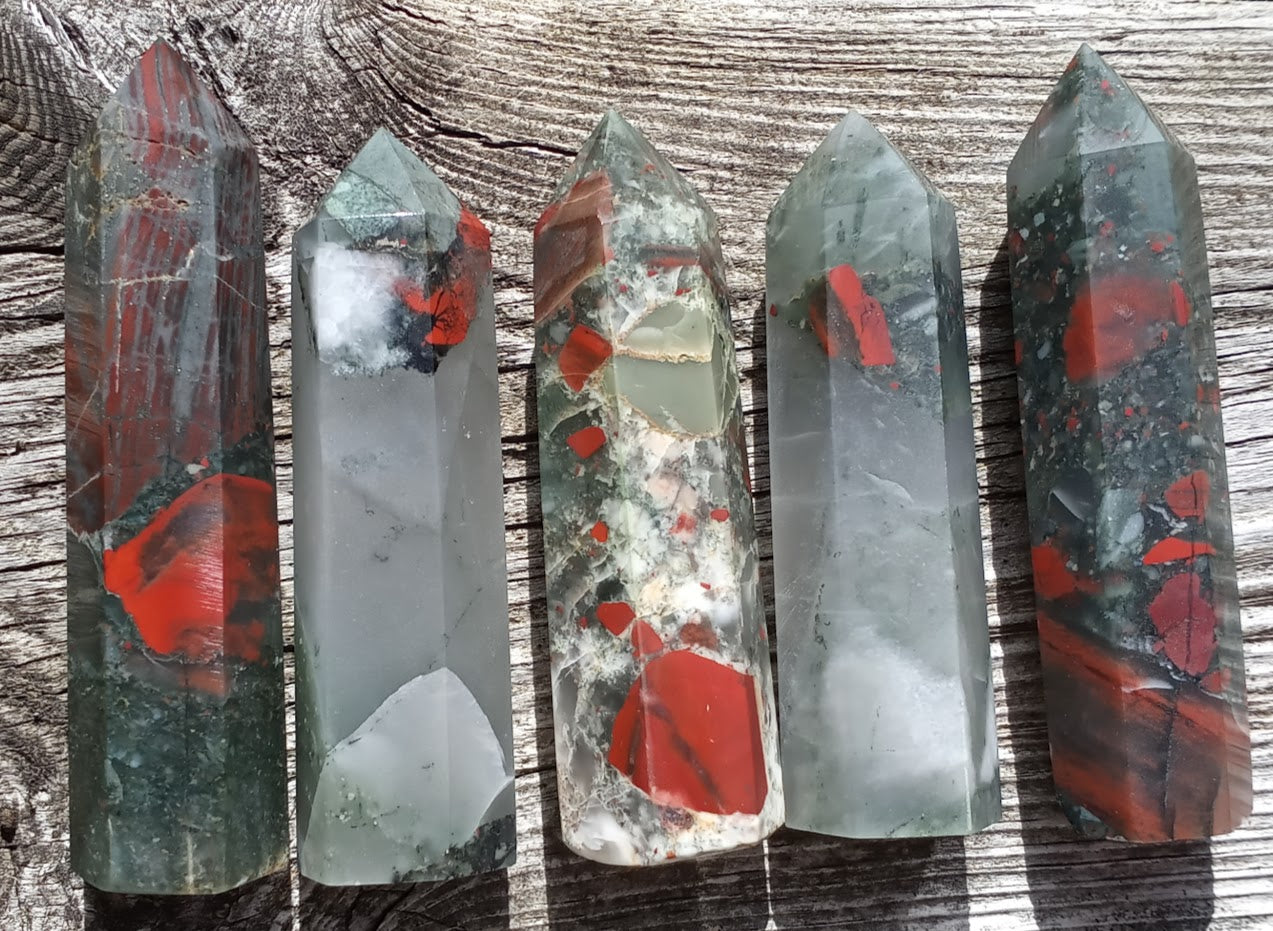 Seftonite Towers - African Bloodstone Towers -  Vulcan Jasper Towers - Large