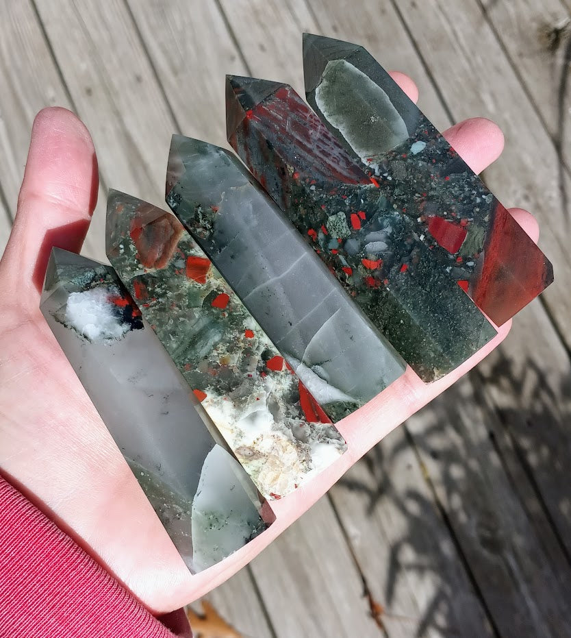 Seftonite Towers - African Bloodstone Towers -  Vulcan Jasper Towers - Large