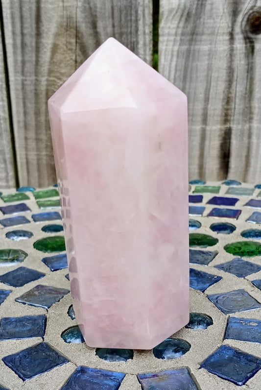 Rose Quartz Tower Point 6 Sides Faceted #2 - Beautiful Pale Pink - 1.0lb