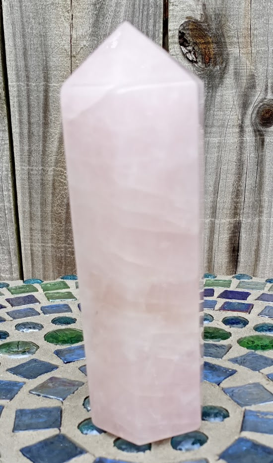 Rose Quartz Tower Point 6 Side Faceted -  #3 Beautiful Pale Pink - Large 1.07lbs