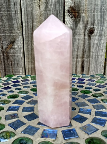 Rose Quartz Tower Point 6 Side Faceted -  #3 Beautiful Pale Pink - Large 1.07lbs