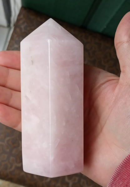 Rose Quartz Tower Point 6 Sides Faceted #2 - Beautiful Pale Pink - 1.0lb