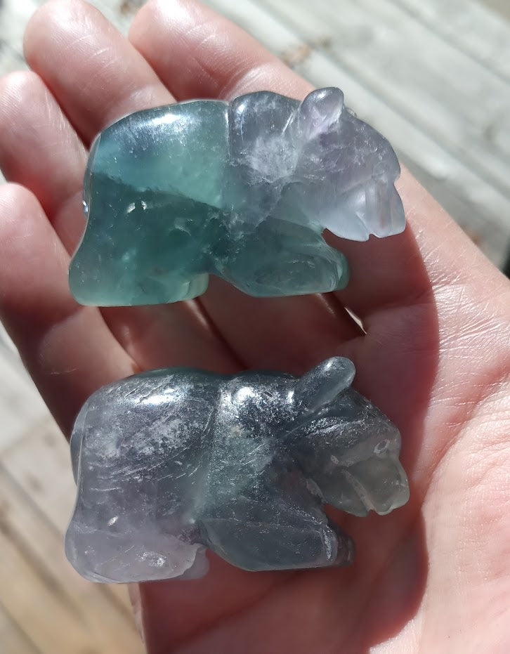 Fluorite Hand Carved Bear