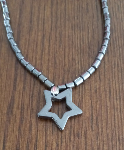 Hematite 16" Necklace with Star Pendant