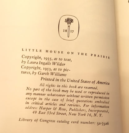 Little House on the Prairie 1953 Vintage -  Laura Ingalls Wilder