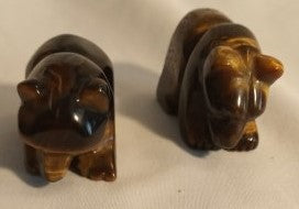 Tiger Eye Hand Carved Bears